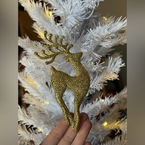 Vintage 1994 Gold Glitter Reindeer Ornament